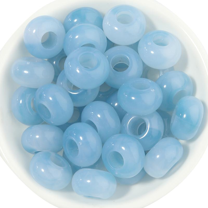 50pcs/lot Colorful Round Acrylic Beads Big Hole Loose Spacer Beads For Jewelry Making DIY Necklaces Bracelets Accessories