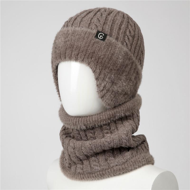 Шапка Мужская зимняя вязаная шерстяная шапка Утепленные ушные клапаны Теплая и холодная хлопковая шапка