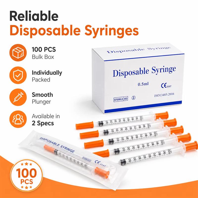 100pcs 1ml 0.5ml 30G 31G Pet Animal Dog Cat Disposable Syringe Plastic Veterinary Syringe With Needles Medical Supplies