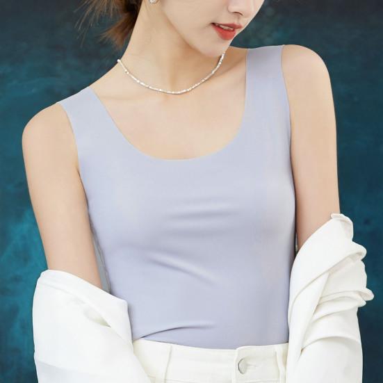 Женская майка Ice Silk с круглым вырезом без рукавов, топ-майка, базовая летняя блузка-майка, повседневные рубашки для тренировок