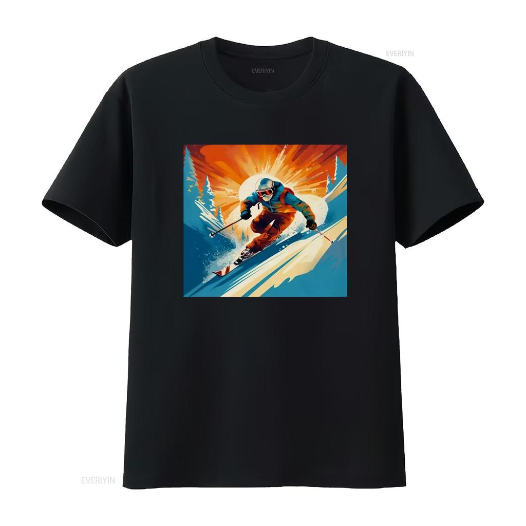 Telemark Skier T Shirt Retro Carving Vintage Adventure Skiing Ride Tele Long or s vintage Washed streetwear Comfortable