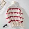 Women's Fall/winter Sweater Loose Casual Love Jacquard Turtleneck Pullover Knit Sweater