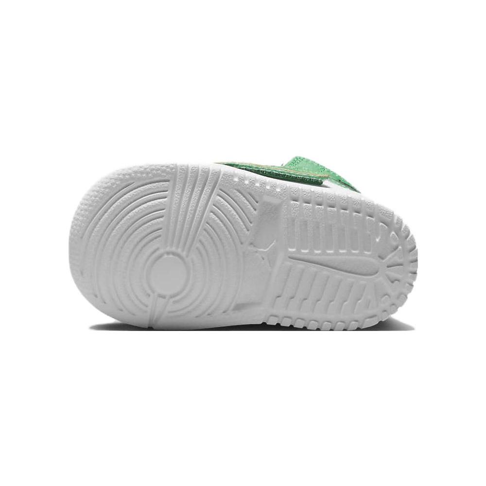 Jordan Air Jordan 1 TD Leather Slip Resistant Anti Kick High top Toddler Shoes Green White Infant And Toddler BQ7196-301