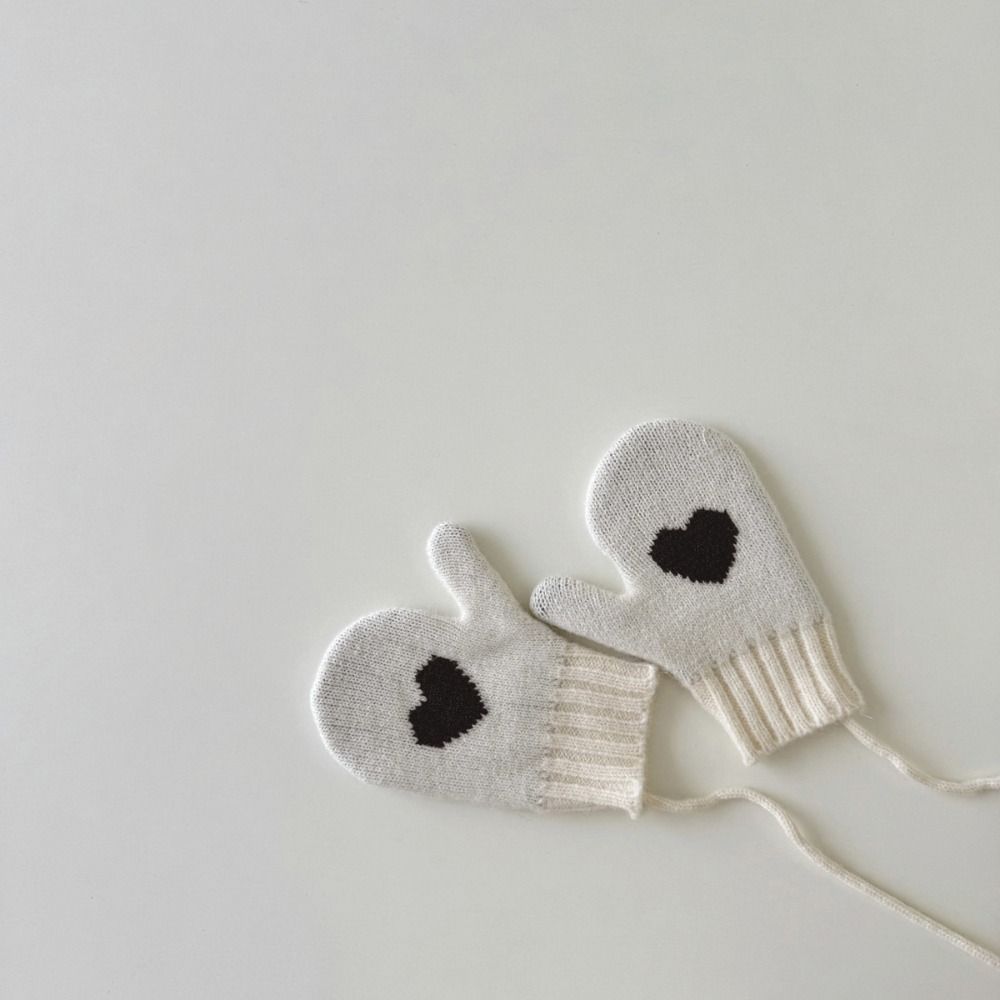 Coldproof Children Mittens Love Heart Hanging Neck Gloves New Knit Gloves  for Children