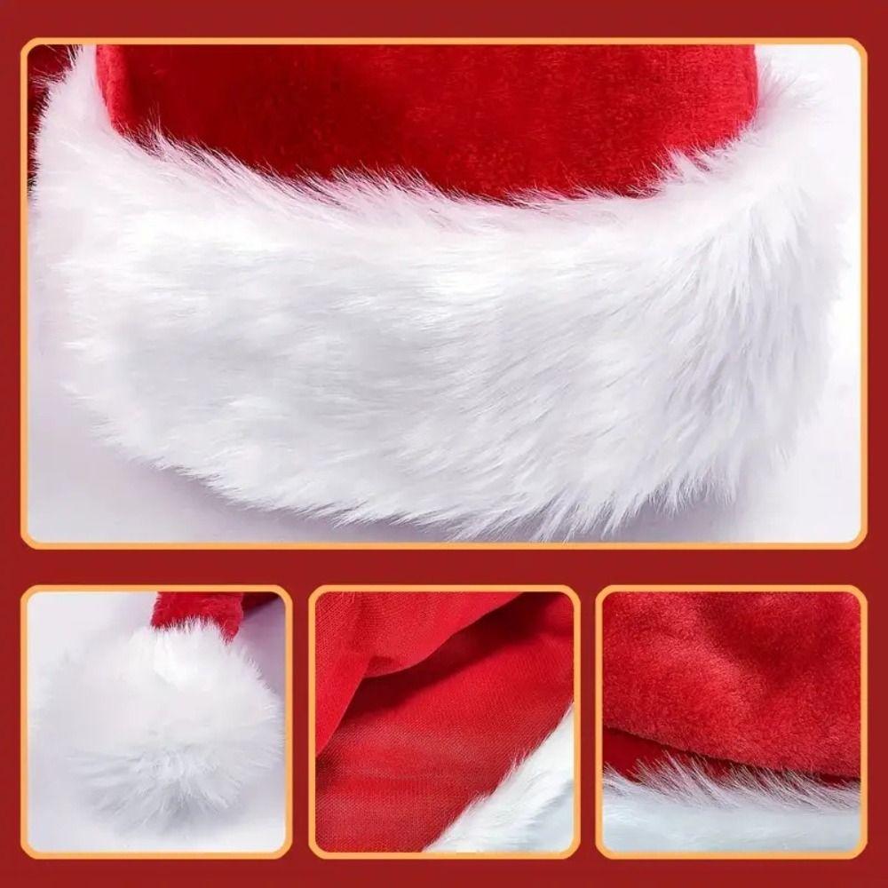 White Fur Fur Xmas Cap Red Hat Santa Hat Festive Party Plush Christmas Hat  Unisex