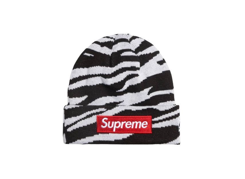 Supreme New Era Box Logo Beanie Zebra