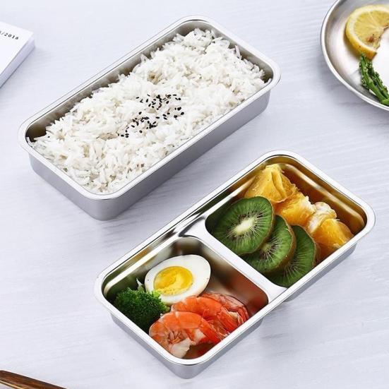 Ланч-бокс с двумя отделениями, контейнеры для закусок, многоразовые контейнеры для приправ с крышками для закусок