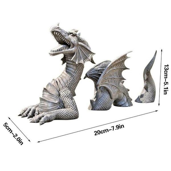 Новый большой дракон, готический садовый декор, статуя, орнамент из смолы для наружного украшения, украшение статуи