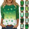 Женская ул.. Топ с принтом ко Дню Святого Патрика, круглым вырезом и рукавом три четверти