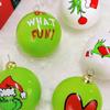 12Pcs Christmas Ornaments Santa Claus Hat Pattern Green White Shatterproof Balls Set Xmas Tree Decorations