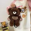 Multicolour Plush Shoulders Bag 3D Bear Animal Bag Sweet Plush Bear Backpack  Outdoor