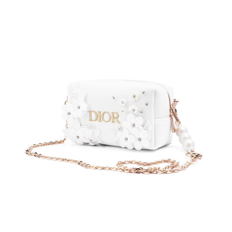 Dior [Индивидуальная косметичка] Сад Маленьких Цветов Гардения Буквы Французский Романтический Элегантный Нежный Мягкий Стиль Хепберн Обычная Бархатная Косметичка
