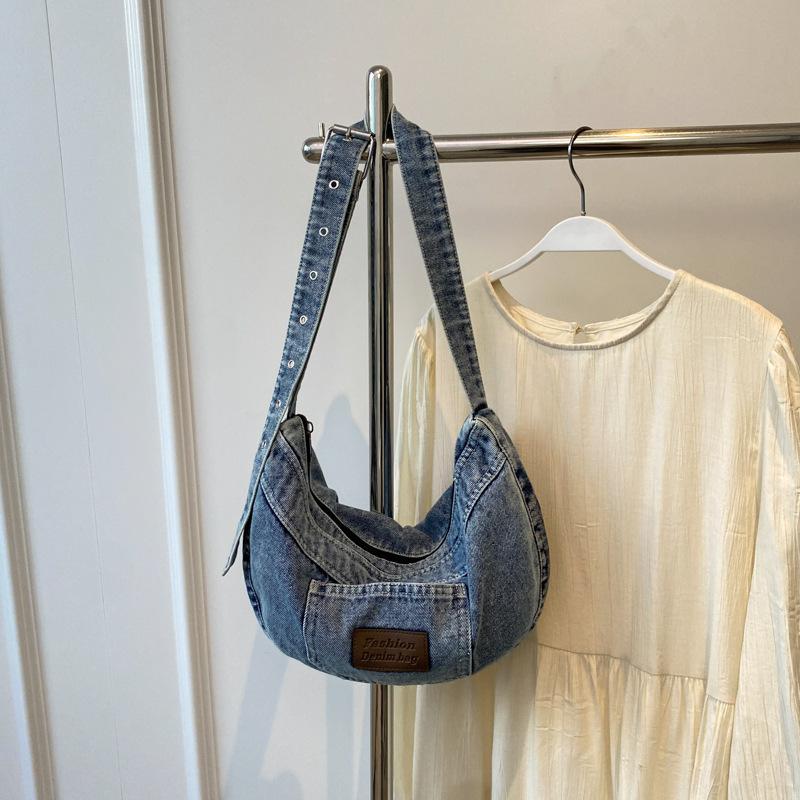 Сумка из выстиранного денима, женская модная повседневная сумка через плечо, сумка-пельмень на все подмышки, сумка через плечо