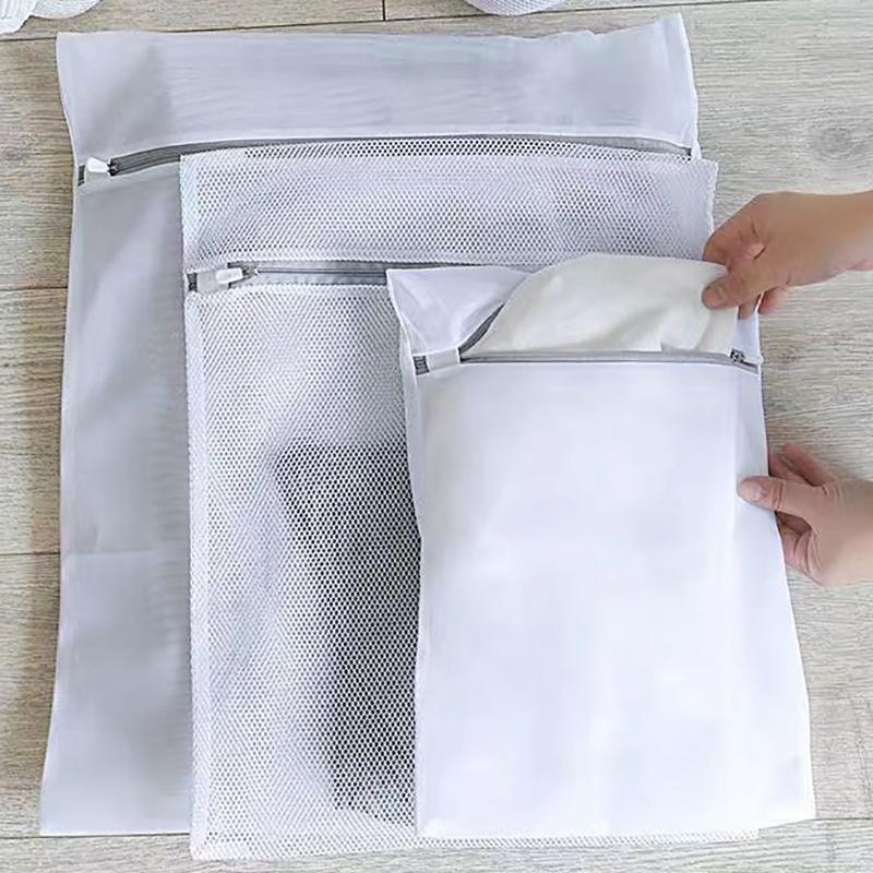 White Durable Large Washing Laundry Bag Mesh Organizer Net Dirty Bra Socks Underwear Shoe Storag Wash Machine Cover Clothes