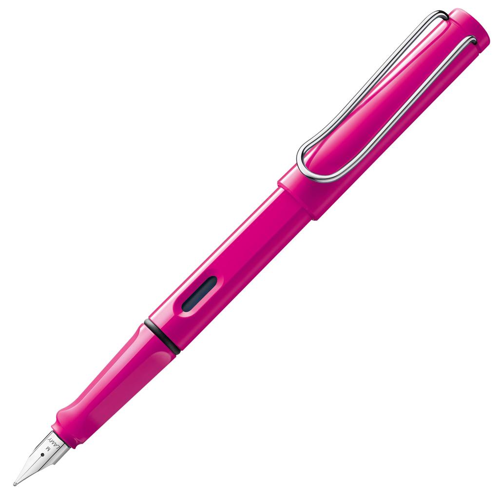 Lamy Safari Pink Fountain Pen Ergonomic Grip and Polished Steel Size F Ideal for Writing and Calligraphy Includes LAMY T10 Blue Ink Cartridge - Nib, -