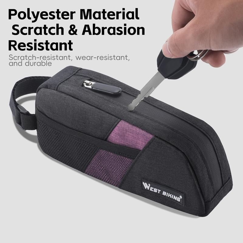 WEST BIKING Bike Top Tube Bag 0.9L Portable Wear Resistant Bicycle Frame Bag 3-Point Strap Stable Cycling Bag Bike Accessories