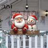 Reusable Outdoor Holiday Signage 2D Wooden Christmas Welcome Sign, Santa Reindeer Penguin Yard Ornament, Courtyard Ornaments Cartoon Garden