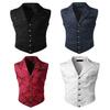 Мужской жилет Формальный деловой стиль Ретро Slim Fit сплошной цвет с отложным воротником однобортный без рукавов на пуговицах мягкий жилет для свадебной вечеринки жениха