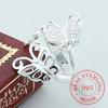 925 Sterling Silver Butterfly Ring - Elegant Openwork Adjustable Ring for Women Delicate Hollow Out Wedding Party Jewelry