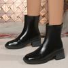 2025 Autumn Women Boots Women Shoes Square Toe Chunky Heel Shoes Casual Modern Boots Winter Genuine Leather Boots