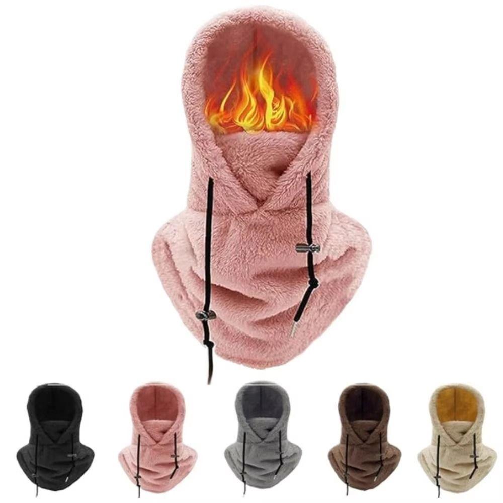 Windproof Plush Sherpa Hood Thickened Ski Mask Hat Fashion Face Cover Cap Outdoor Sports