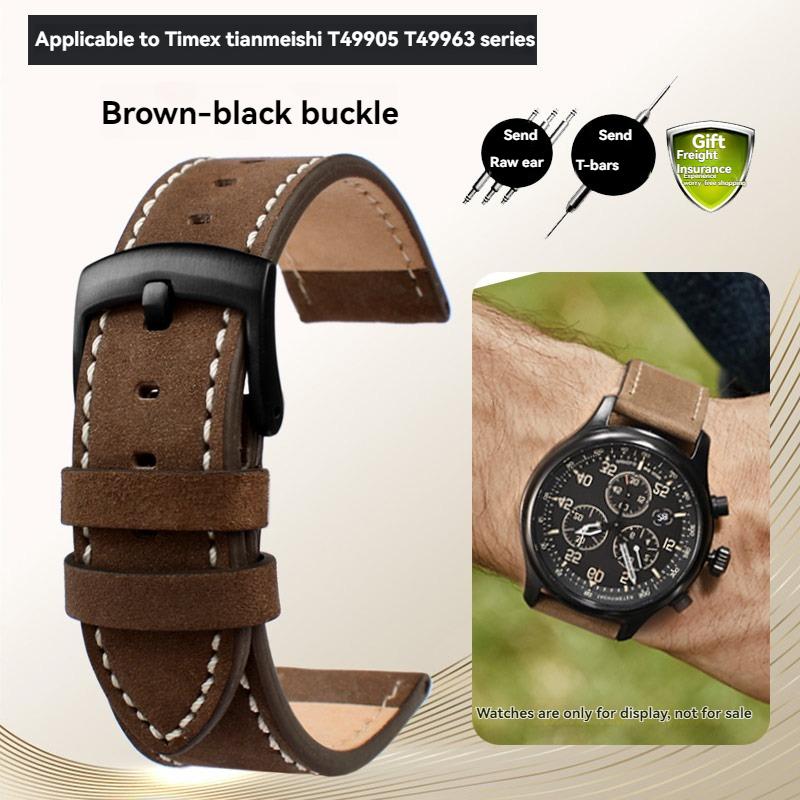 Для серии Timex T49905 T49963 T49953 TW4B01900 Оригинальный кожаный ремешок Мужской матовый браслет из коровьей кожи 20 мм 22 мм Черный Коричневый