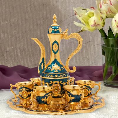 Винтажный набор для турецкого кофе с 6 чашками и подносом Великолепный чайный сервиз Подарок на день рождения Домашний декор Кухонные аксессуары Инструменты бариста
