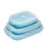 3Pcs/Set Bowl Sets Silicone Folding Lunch Box   Portable    Foldable Salad  with Lid Blue WF12