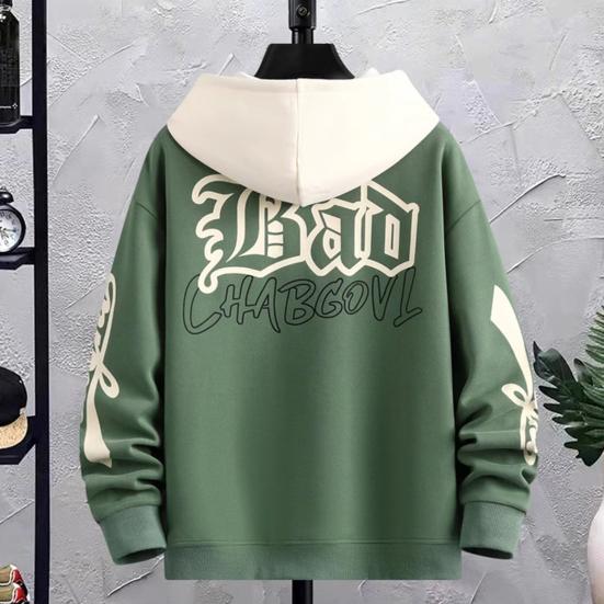 Зимняя мужская толстовка с капюшоном, затягивающимся шнурком, с принтом букв, цветная хип-хоп-стиль, свободный размер, утолщенная, теплая, удерживающая верхняя одежда