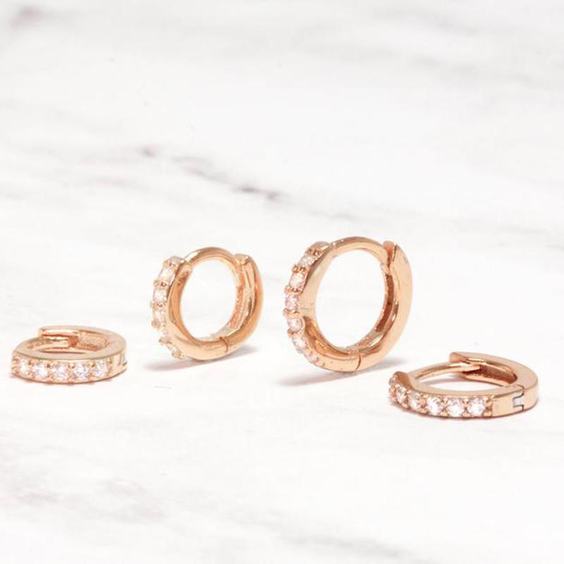 canner Серьги из стерлингового серебра 925 пробы Золото Серебро Розовое золото Триколор Ювелирные изделия 4 размера с бриллиантами