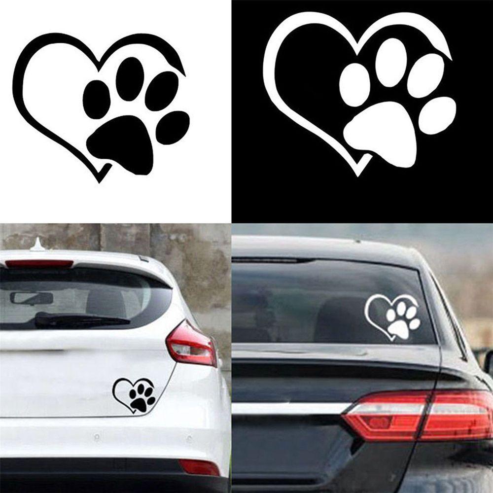Наклейка с милой собакой, кошкой, сердцем, лапами, светоотражающая наклейка для автомобиля, наклейка на окно, след питомца