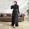 Women Evening Dress with Volan Skirt Embroidered Waist Hijab Clothing