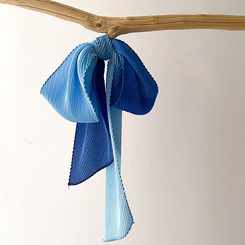 Women Pleated Head Scarf Wraps Scarves Neckerchief Bandana Solid Color