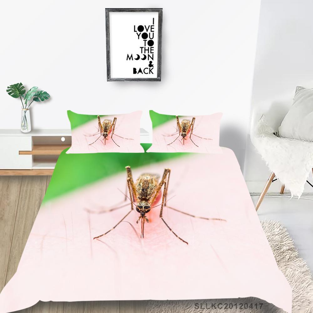 Women Home Bed Set Creative Mosquito Painting Duvet Cover Set Highend Bedding Cover Suit Pillowcase Stylish Bedding Cover