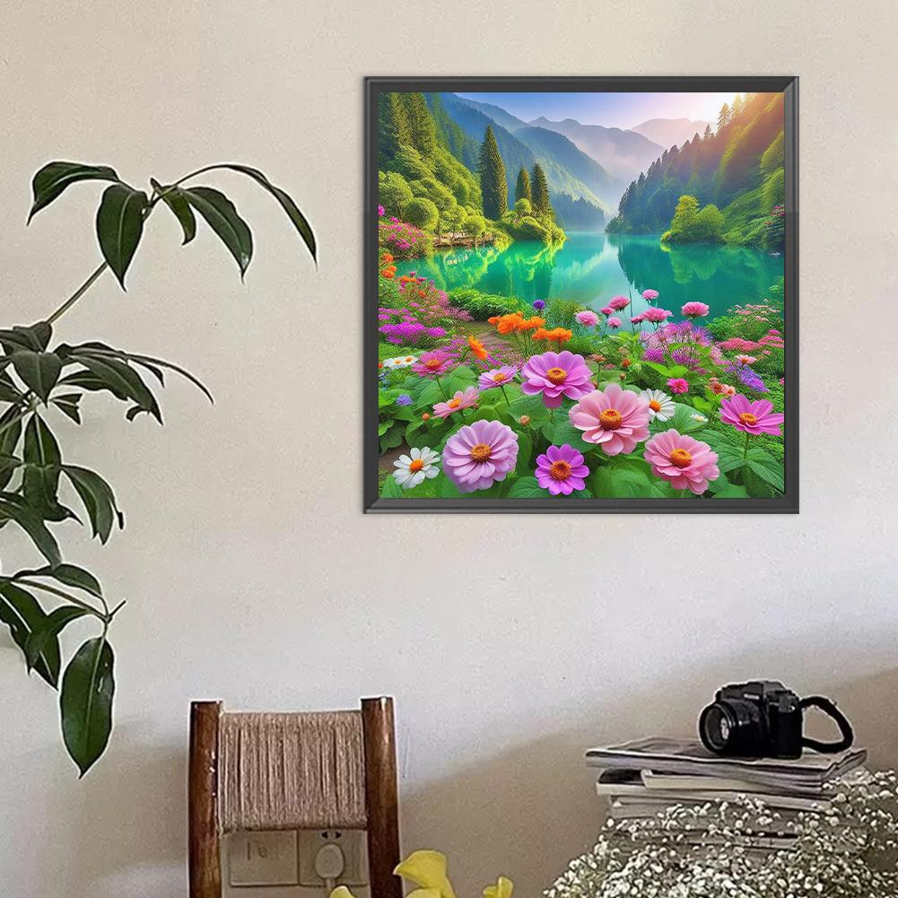 Набор для рисования по номерам на холсте своими руками, масляная живопись, картина с цветами, домашний декор на стену 40x40 см