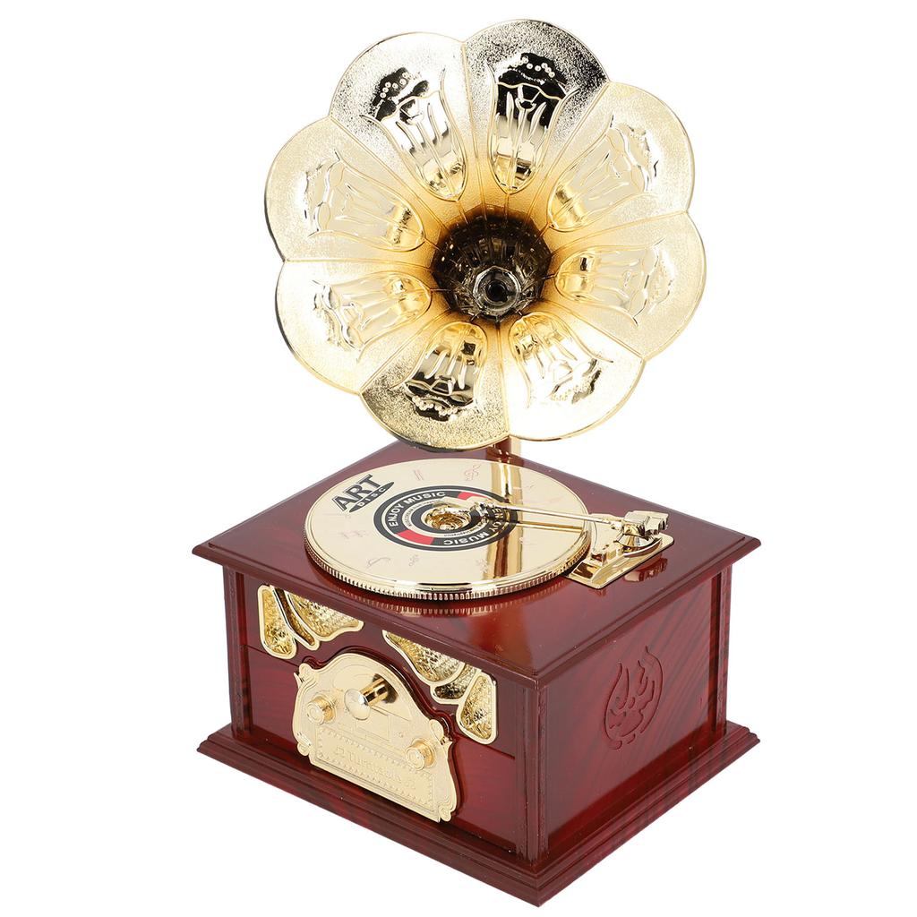 Музыкальная шкатулка в виде граммофона, изысканная механическая ретро-музыкальная шкатулка, фигурки для домашнего стола