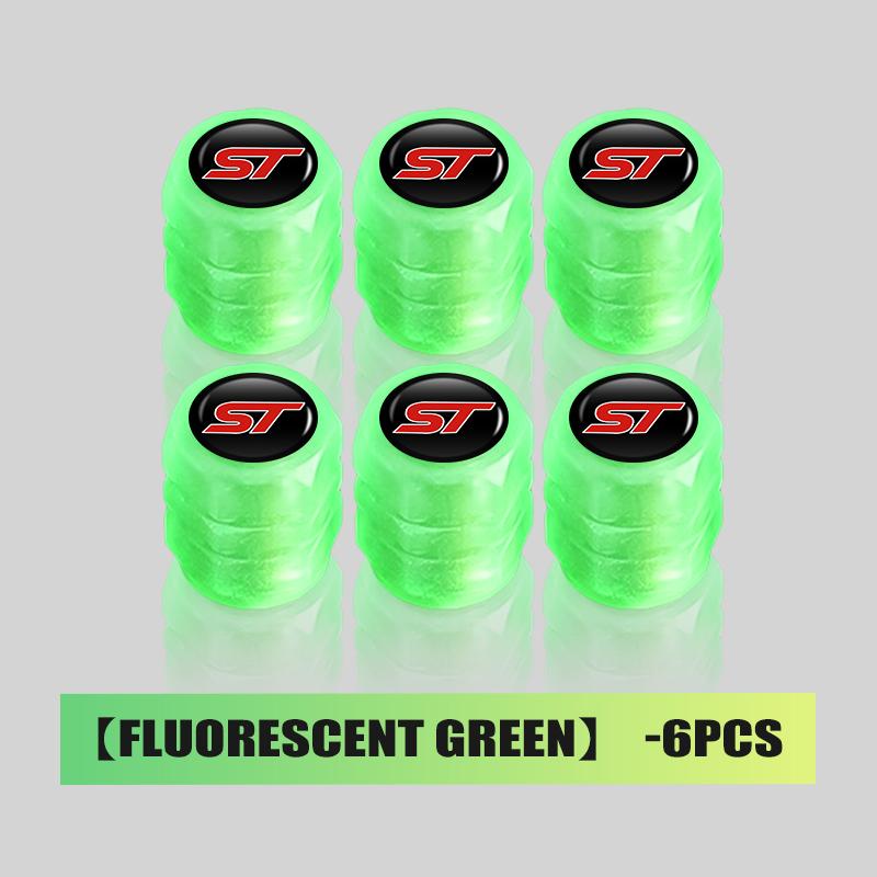 4/6/10pcs Car Tire Fluorescent Dustproof Wheel Valve Stem Caps For Ford Falcon Fusion Escape Ecosport Fusion Explorer Expedition