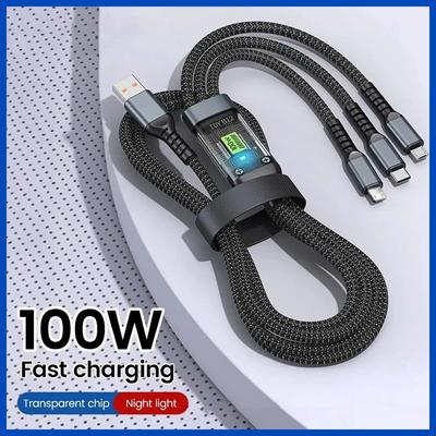 100 Вт USB Type C кабель супербыстрой зарядки 3 в 1 Micro USB кабель для iPhone Samsung Xiaomi Huawei быстрая зарядка провод линия передачи данных шнур