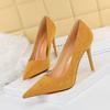 Bigtree Fashion Thin Heel 10.5CM Super High Heel Suede Shallow Mouth Pointed Sexy Single Shoe