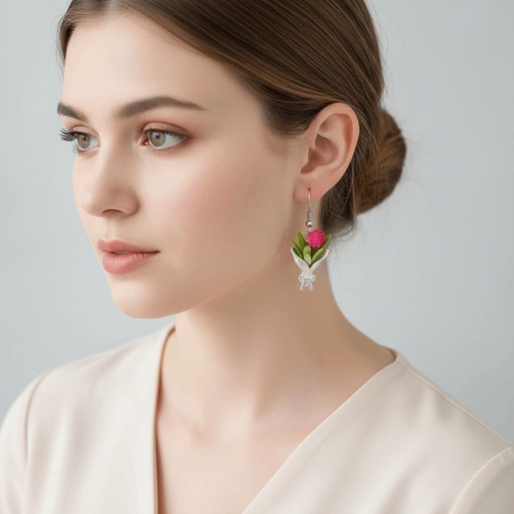 Креативные серьги-подвески в виде вазы Простые серьги-бантики Легкие серьги с вставляющимися цветами Свадебные