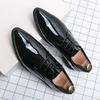2025 men's casual large size 48 gradual change of color fashion pointed glossy business dress leathershoes