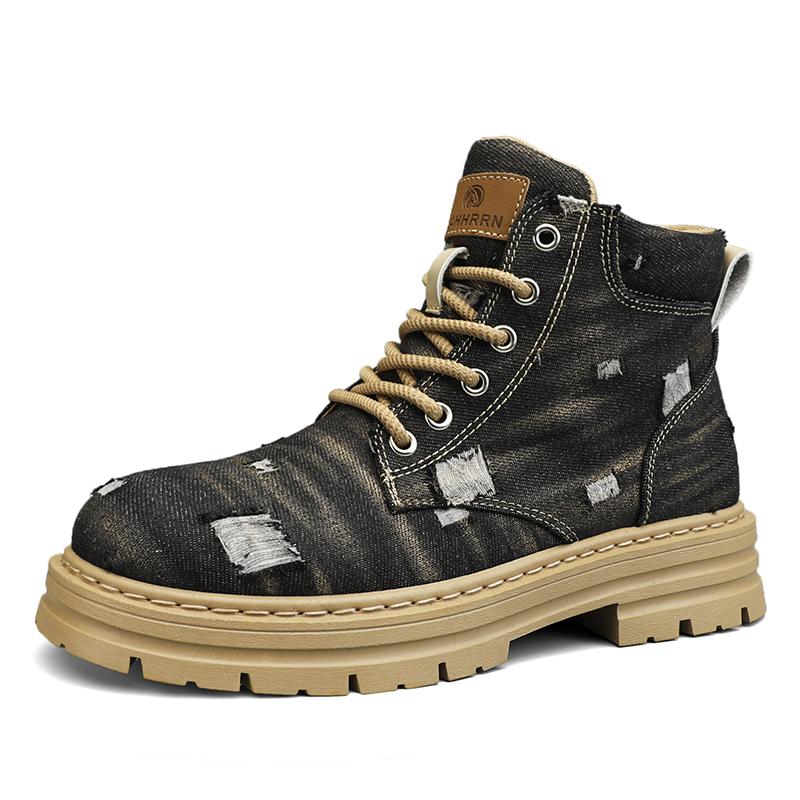 Мотоциклетная обувь Мужская мода Высокие ботинки Массивные ботинки для мужчин Повседневные уличные кроссовки Мужские ботинки в стиле панк в британском стиле