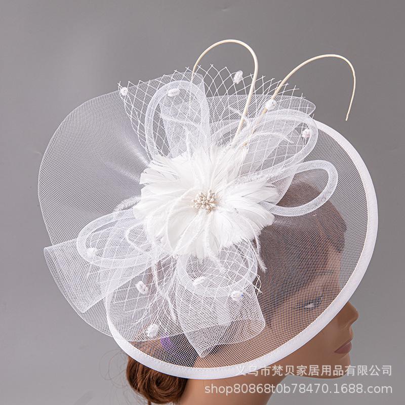 Bridal Headgear Retro Mesh Top Hat Feather Hair Accessories Hairpin Top Hat Headband Exaggerated