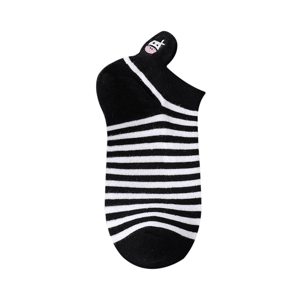 Black White Cute Cartoon Super Thin Women's Socks Boat Socks Striped Cow Socks Ankle Short Socks