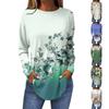 Women's Loose Round Neck Print Long Sleeve T-Shirt Top Pullover