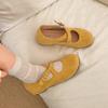 Retro Fairy Wind Yellow Flat Bottom Shallow Mouth Single Shoes Female Summer 2025 New with Skirt Inner Height Increase Mary Jane Shoes
