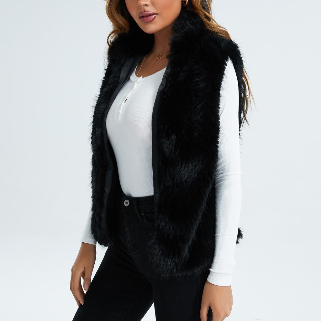 Женский осенне-зимний плюшевый теплый кардиган без рукавов