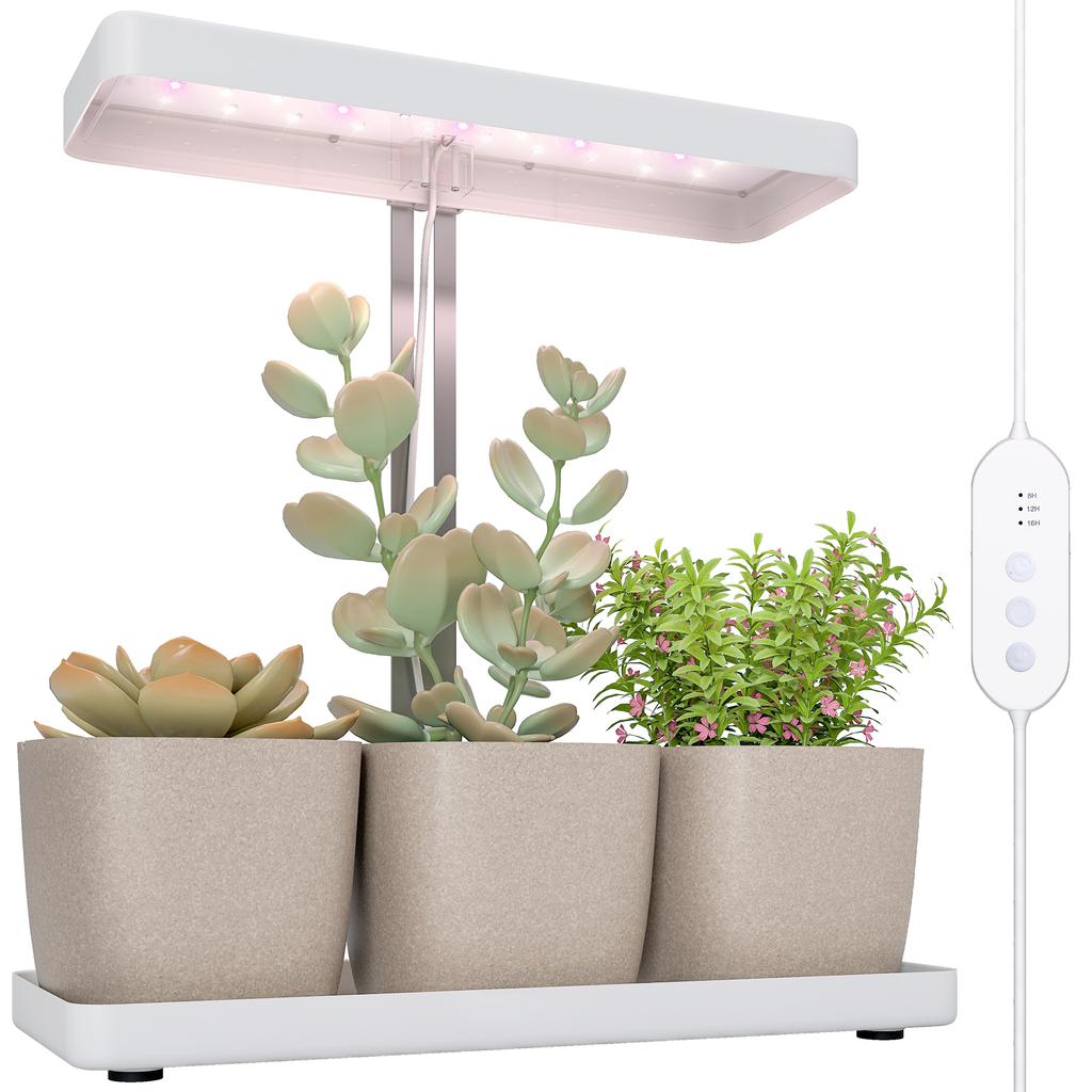 42 LED Plant Grow Light With 3 Pots Timer And Adjustable Lighting 45x18.8x47.8 Cm White