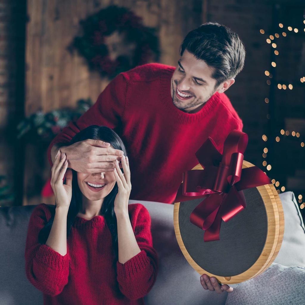 Набор бамбуковой доски для сыра - Вращающаяся доска для закусок 30 см со съемным сланцем - Подарок на годовщину, день рождения, новоселье