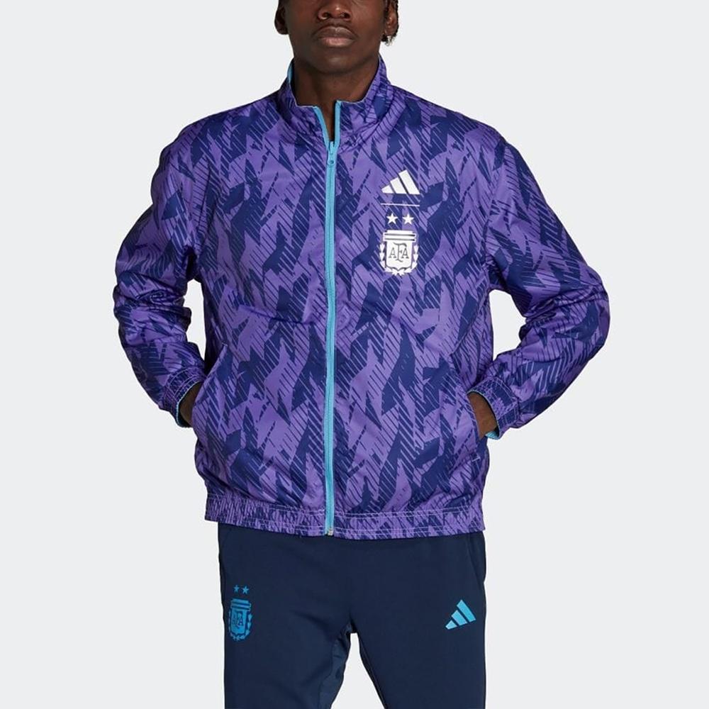 adidas Мужская спортивная куртка с символикой сборной Аргентины для футбола и бега, светло-голубая HF3948